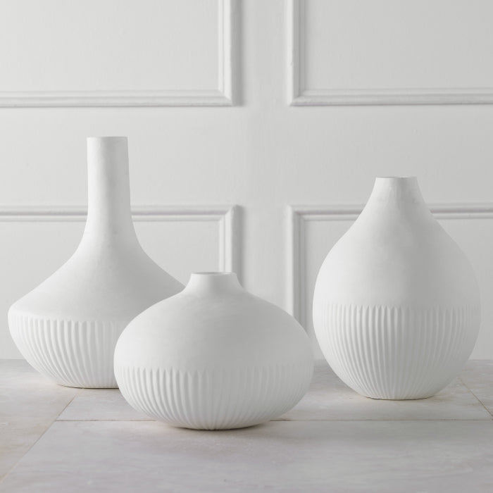 Uttermost Apothecary Satin Vases in White - Set of 3
