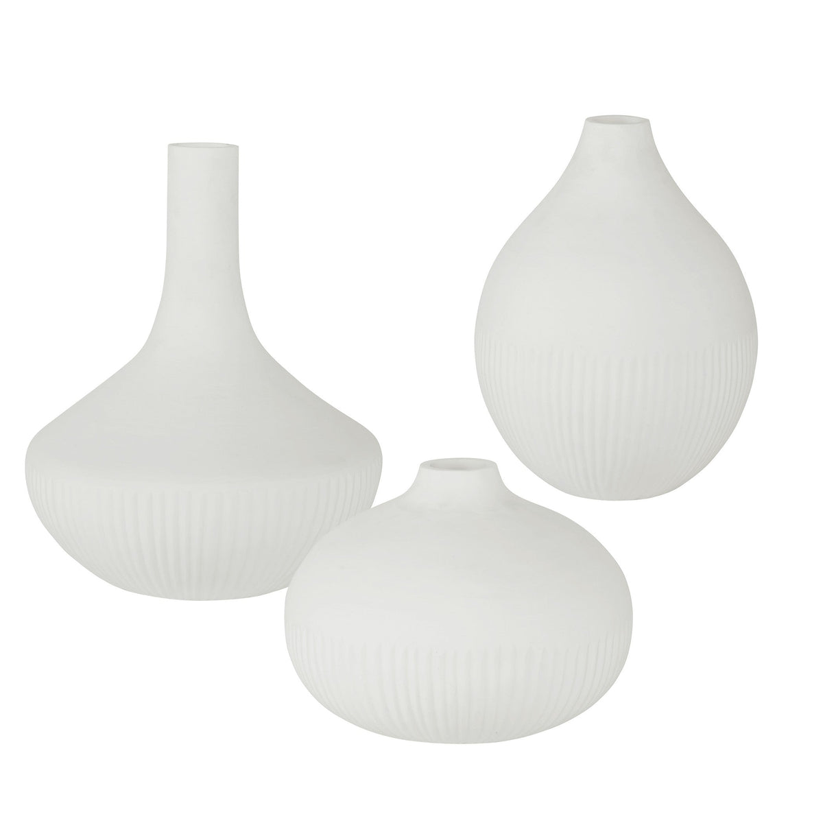 Apothecary Satin Vases in White - Set of 3