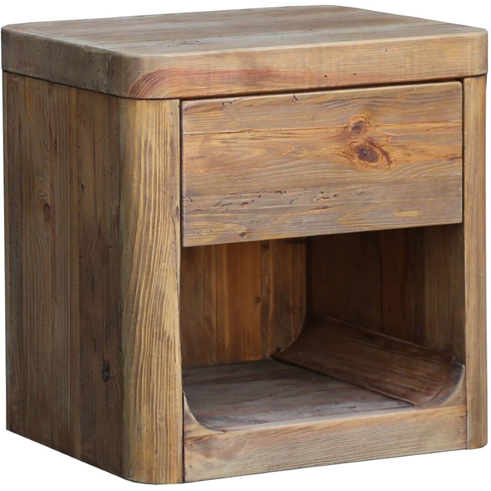 Keiichi Reclaimed Pine 1 Drawer Bedside Table