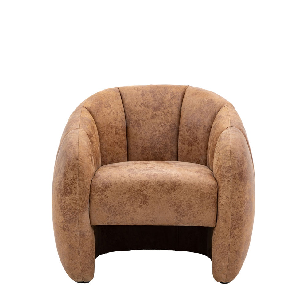 Amabella Tub Chair in Antique Tan Leather Accent & Armchairs