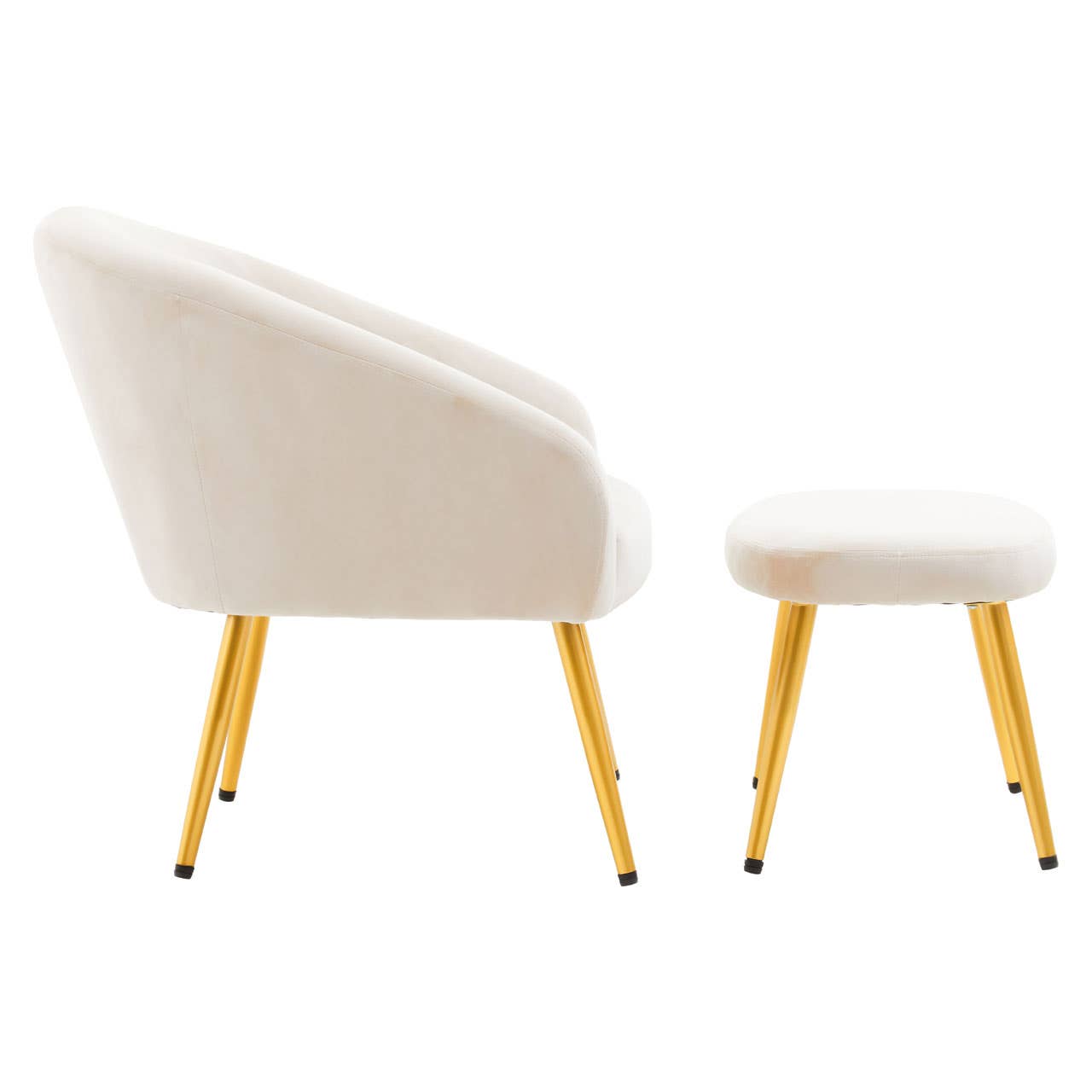 Amina Beige Chair and Footstool Accent & Armchairs