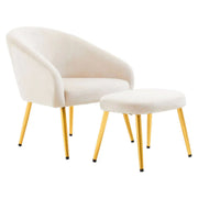 Amina Beige Chair and Footstool Accent & Armchairs