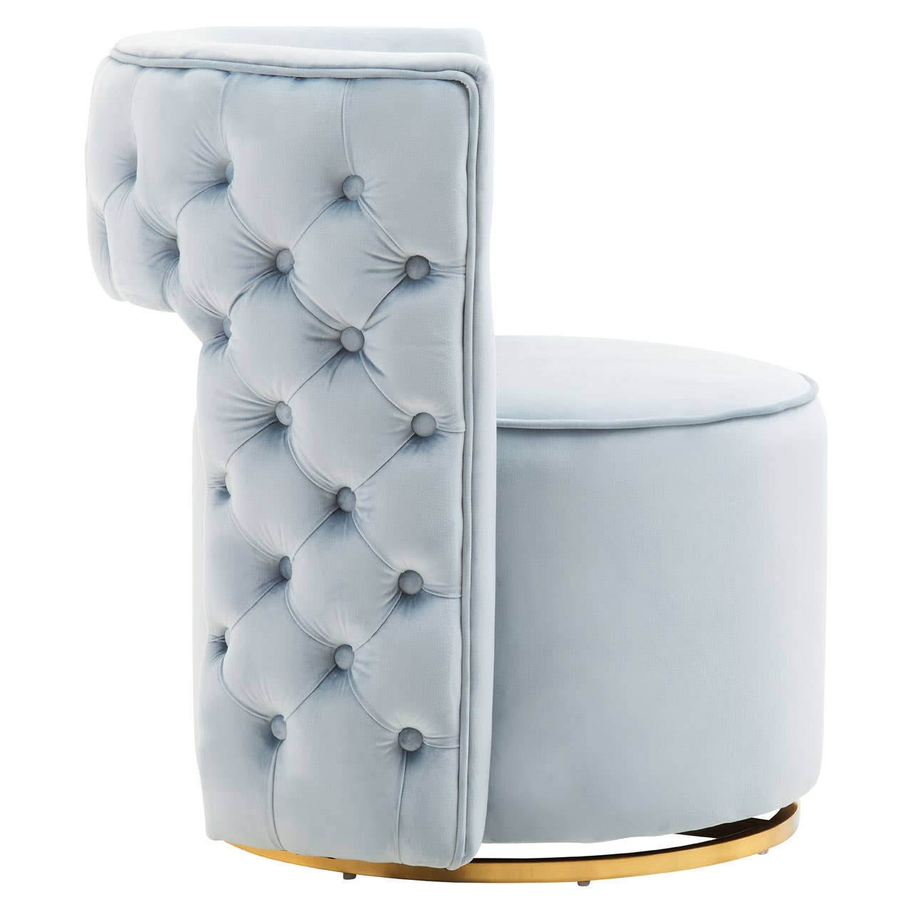 Amina Blue Velvet Swivel Chair Accent & Armchairs