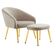 Amina Mink Velvet Chair and Footstool Accent & Armchairs