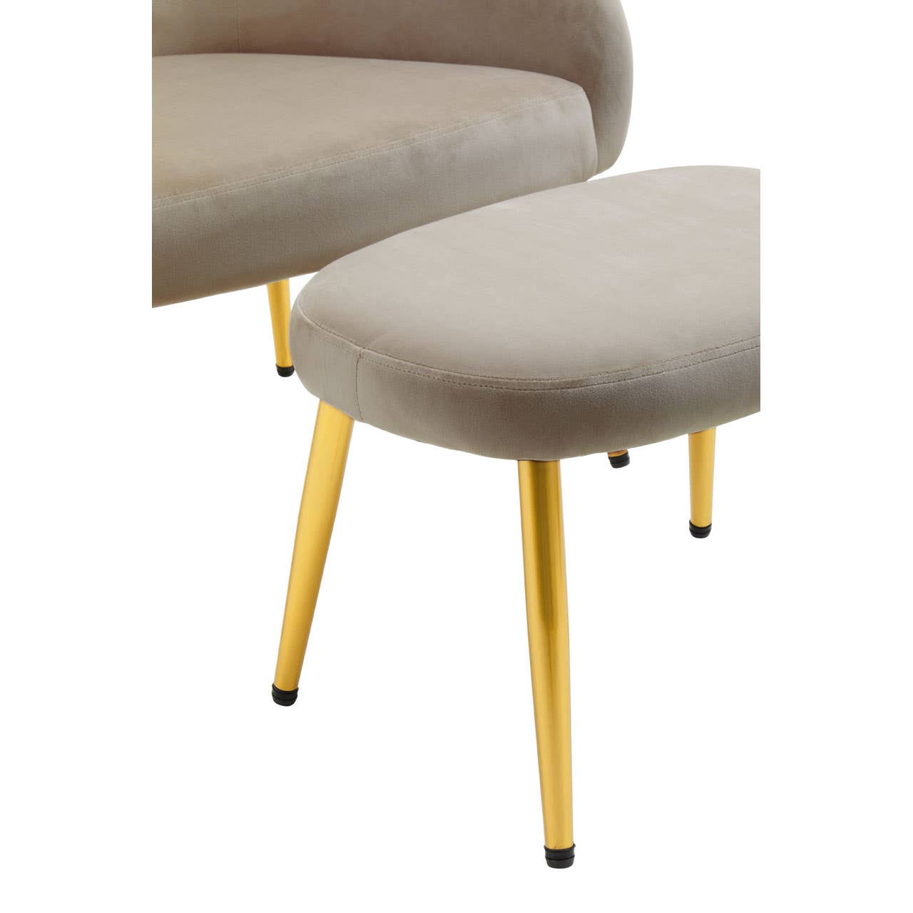 Amina Mink Velvet Chair and Footstool Accent & Armchairs