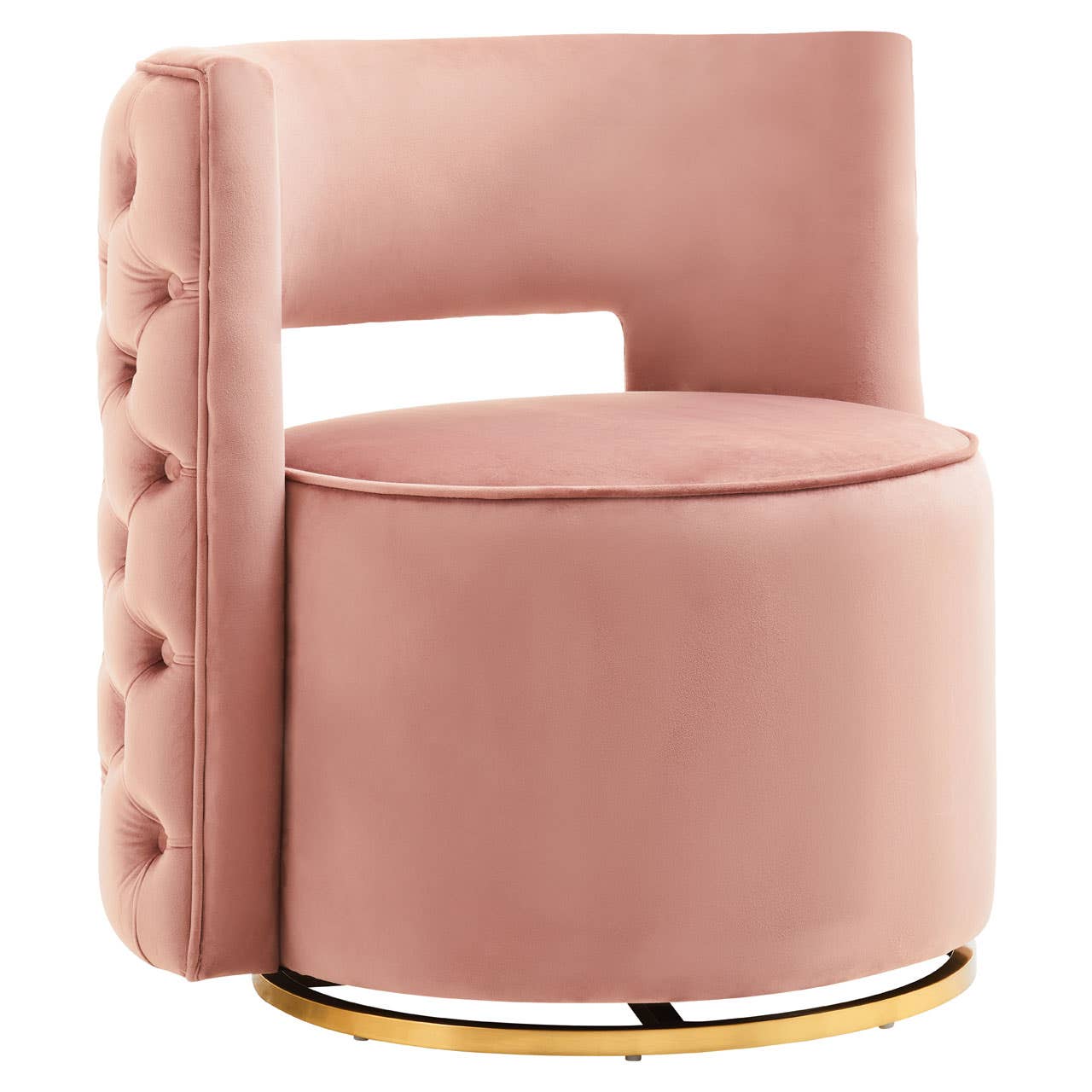Amina Pink Velvet Swivel Chair Accent & Armchairs