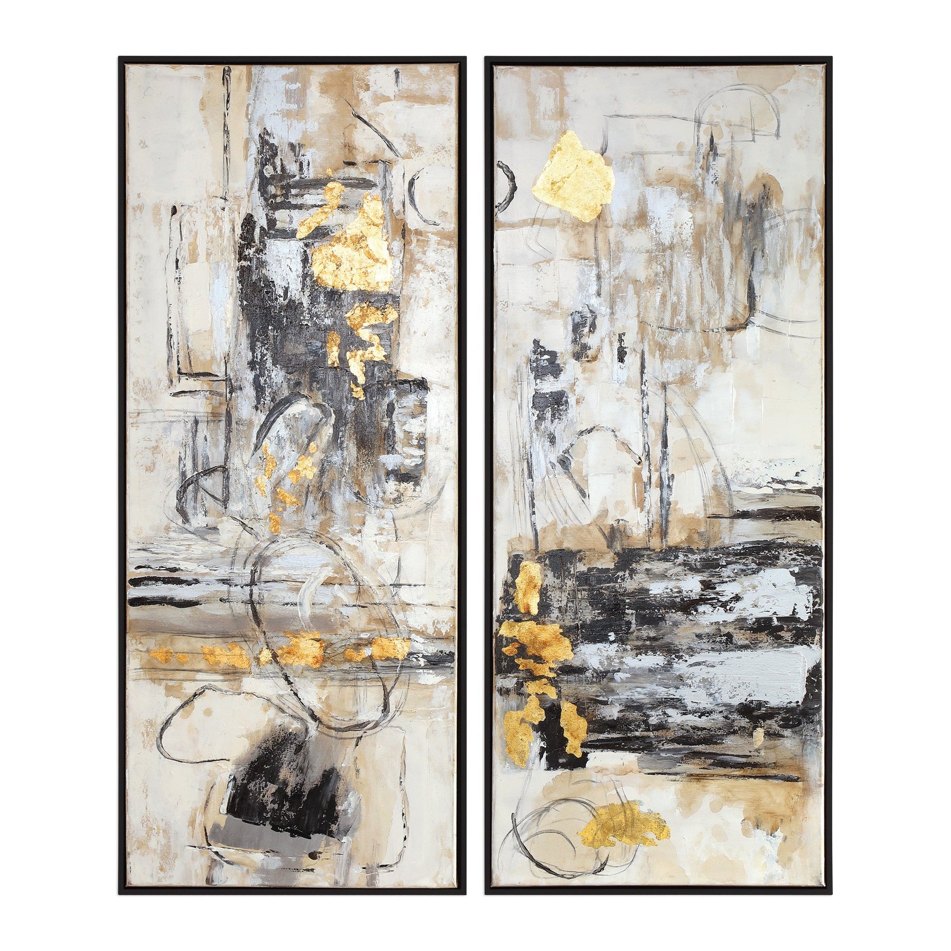  Life Scenes Abstract Art S/2