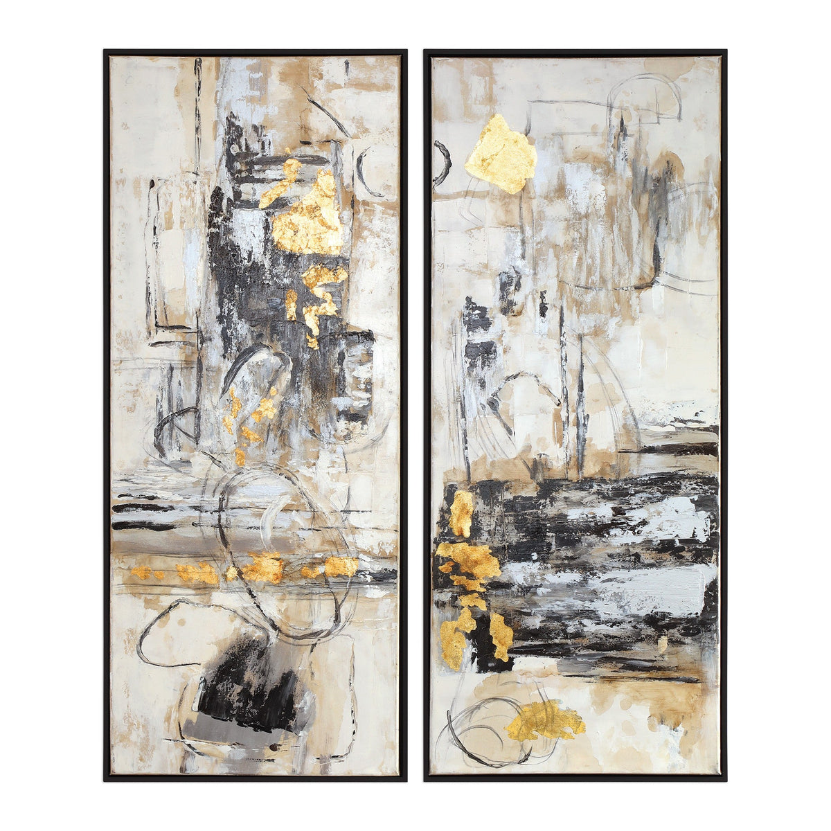  Life Scenes Abstract Art S/2