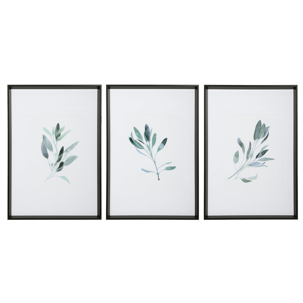  Simple Sage Watercolor Prints, S/3