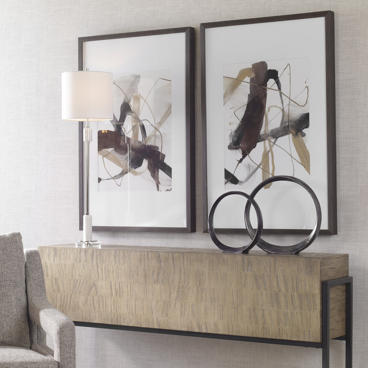 Uttermost Burgundy Interjection Abstract Prints - Set of 2