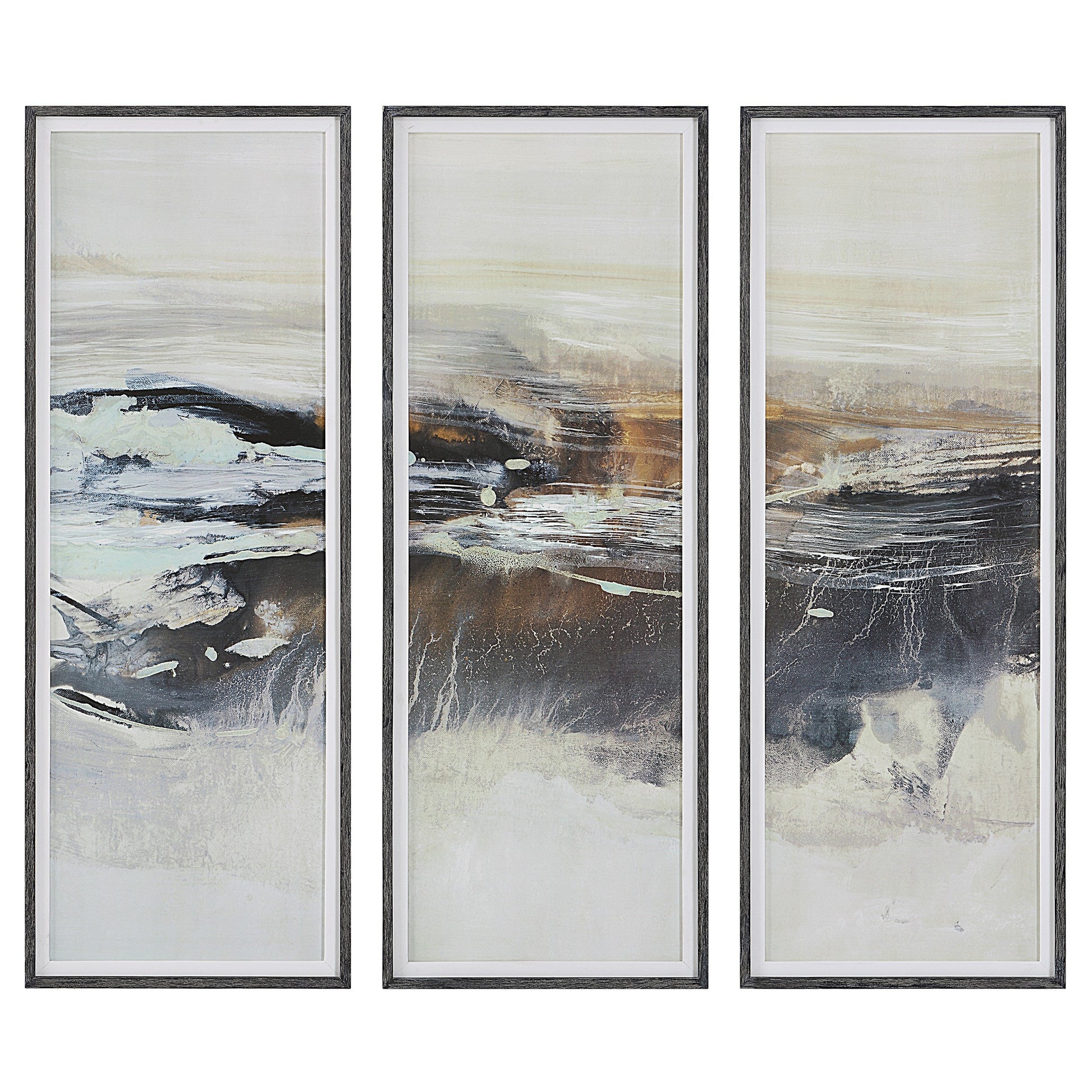  Graphite Horizon Framed Prints, Set/3
