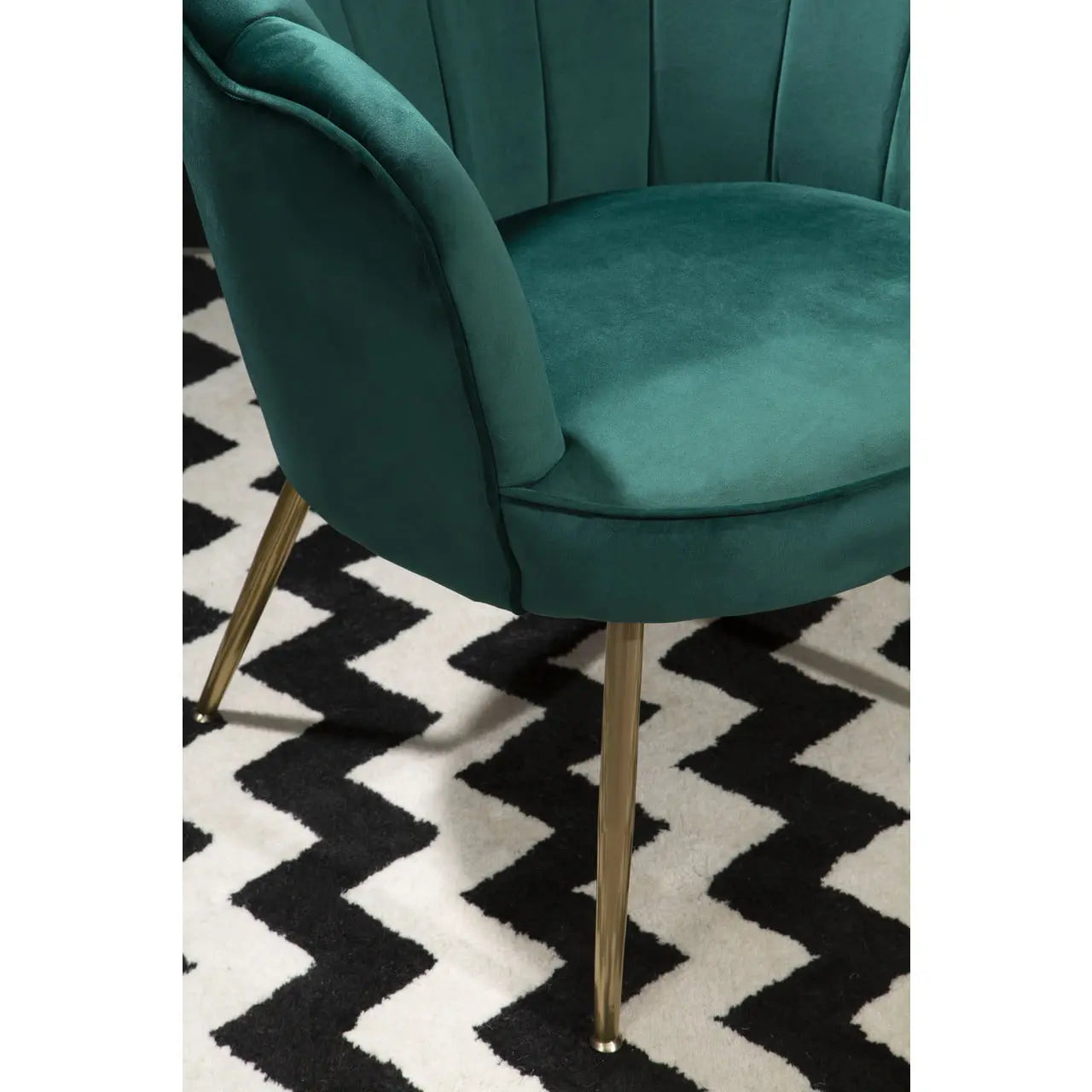 Avalana Emerald Green Velvet Scalloped Chair Nicholas John Interiors NJ Living