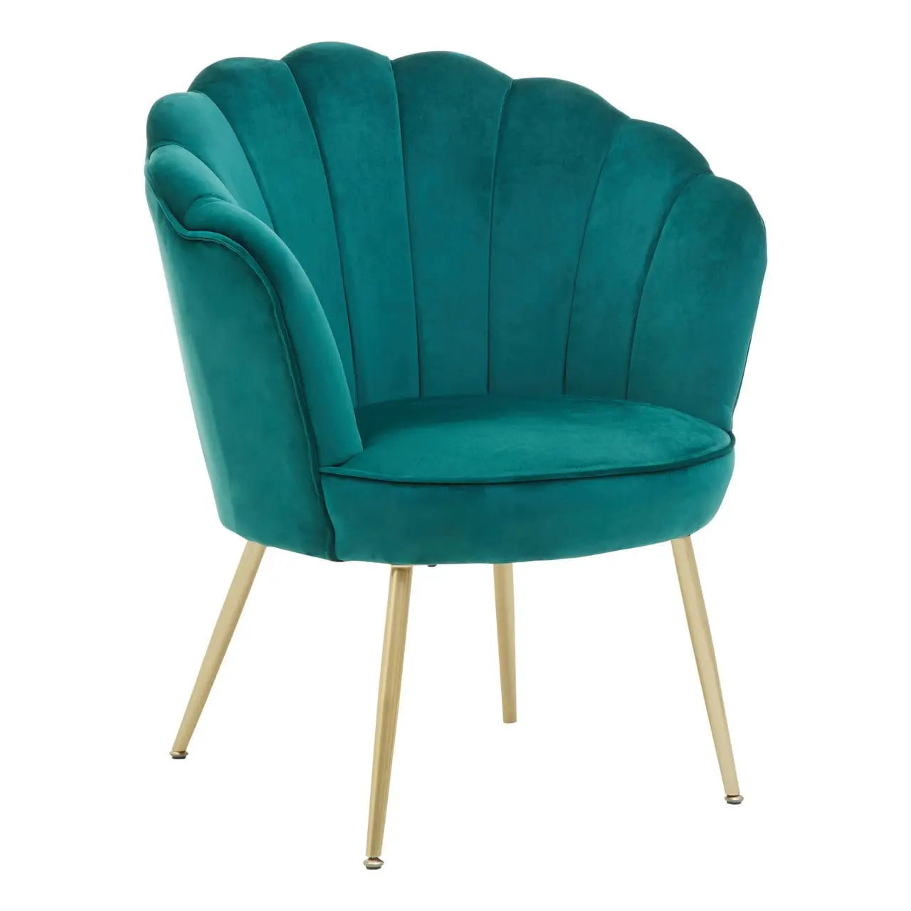 Avalana Emerald Green Velvet Scalloped Chair Accent & Armchairs