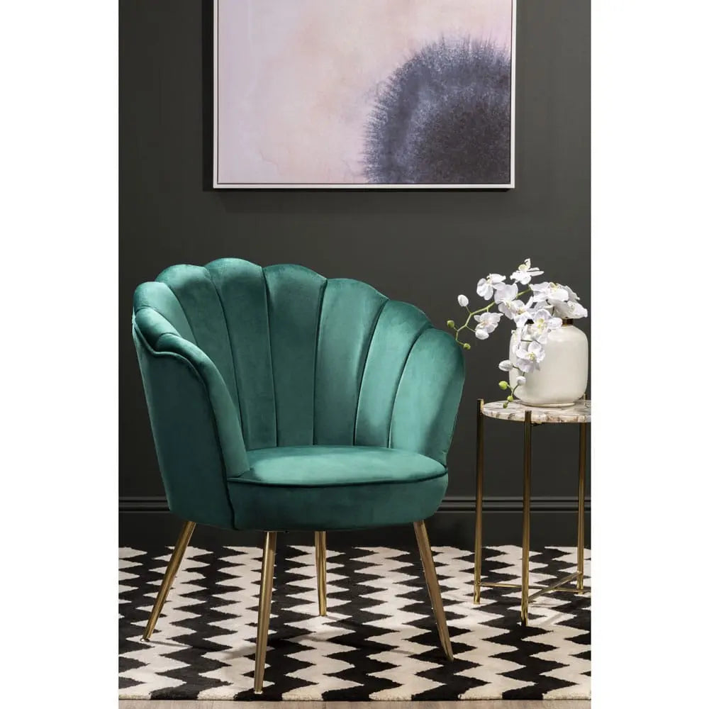 Avalana Emerald Green Velvet Scalloped Chair Nicholas John Interiors NJ Living