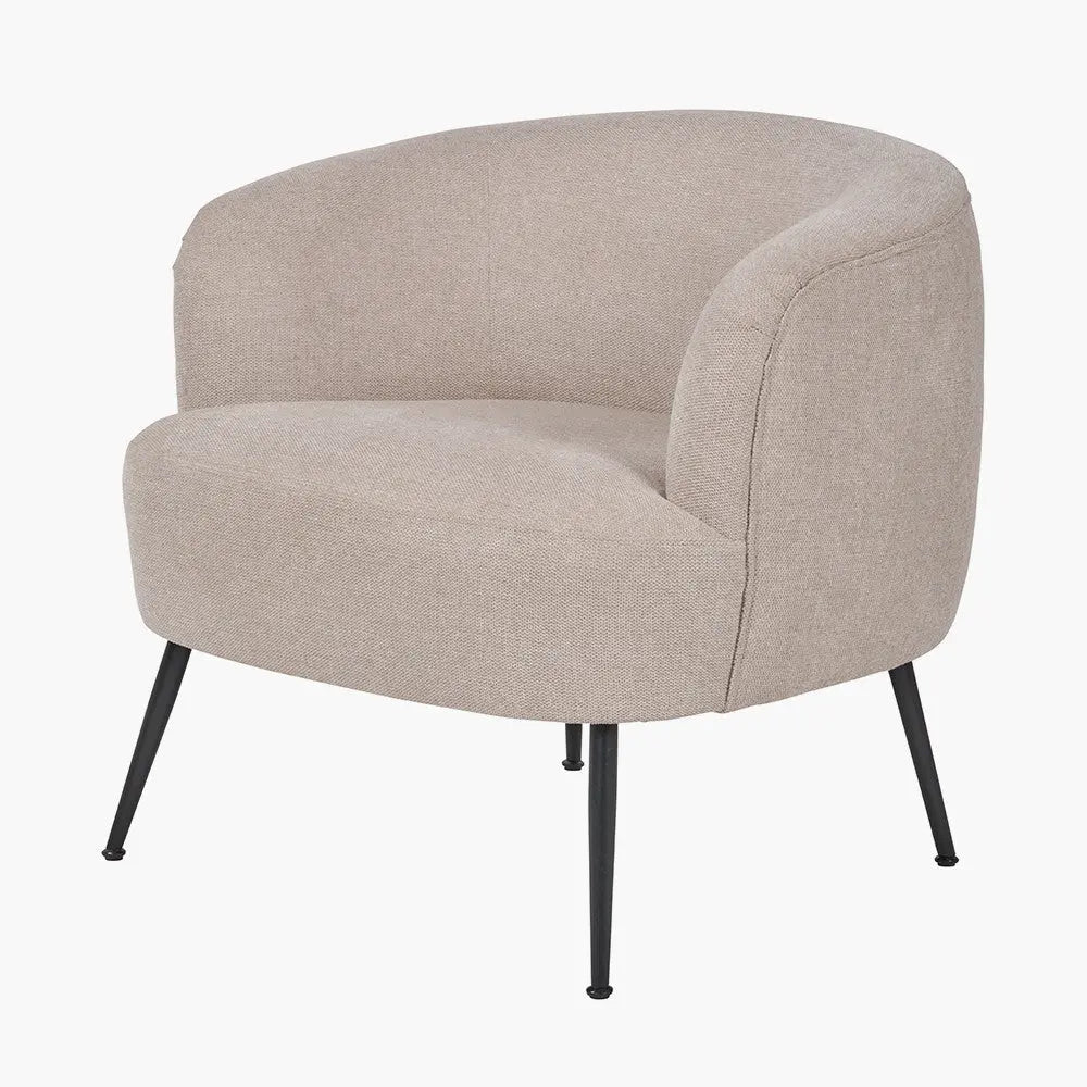 Aviana Natural Chenille and Black Metal Tub Chair - Pacific Lifestyle Pacific Lifestyle