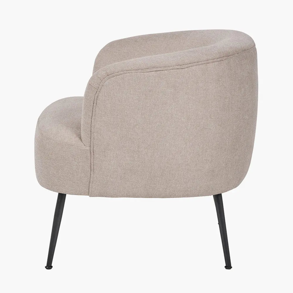 Aviana Natural Chenille and Black Metal Tub Chair - Pacific Lifestyle Pacific Lifestyle