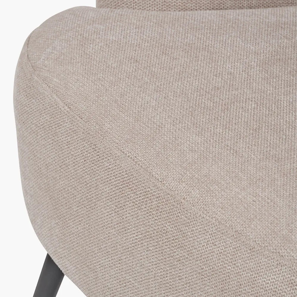 Aviana Natural Chenille and Black Metal Tub Chair - Pacific Lifestyle Pacific Lifestyle