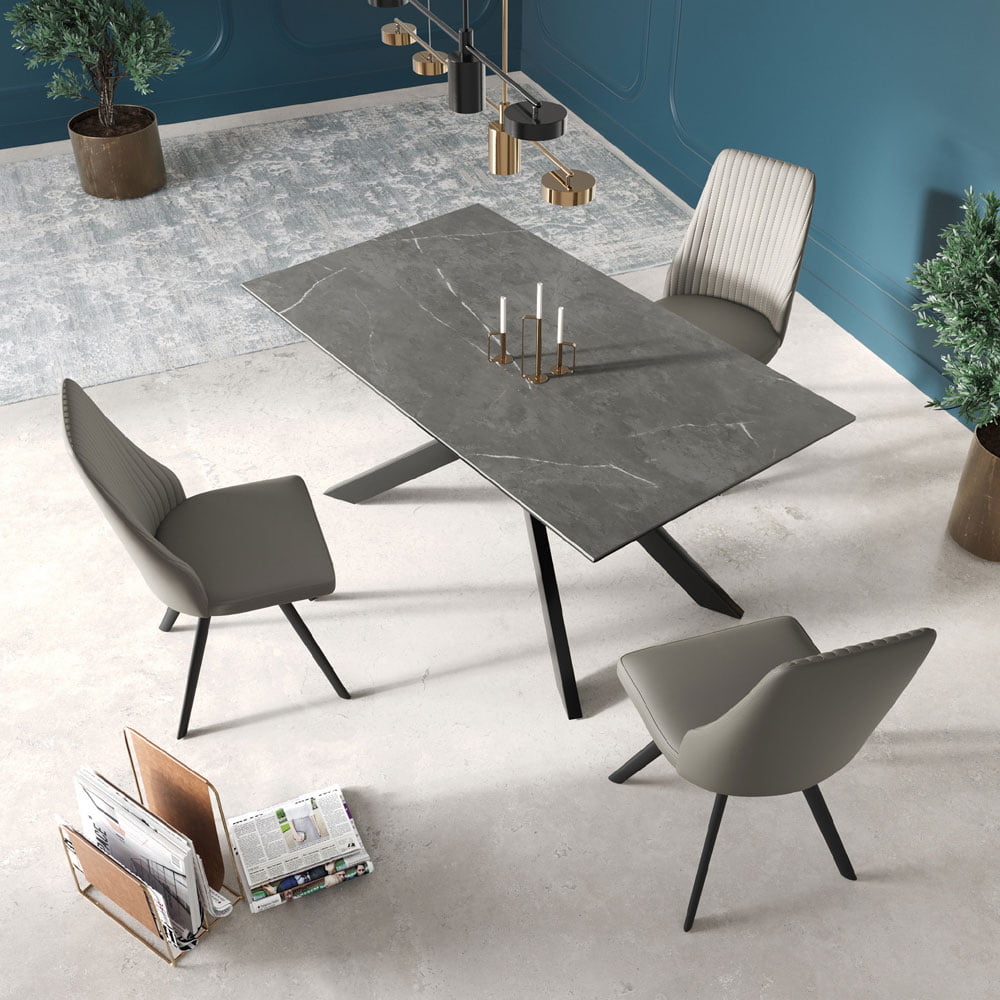 Azuma Fixed Matte Grey Ceramic Dining Table - 160cm Dining table