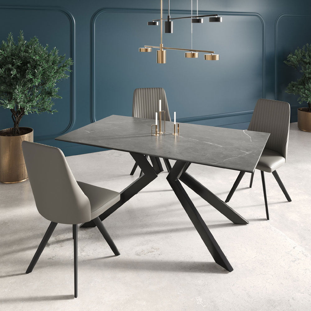 Azuma Fixed Matte Grey Ceramic Dining Table - 160cm Dining table