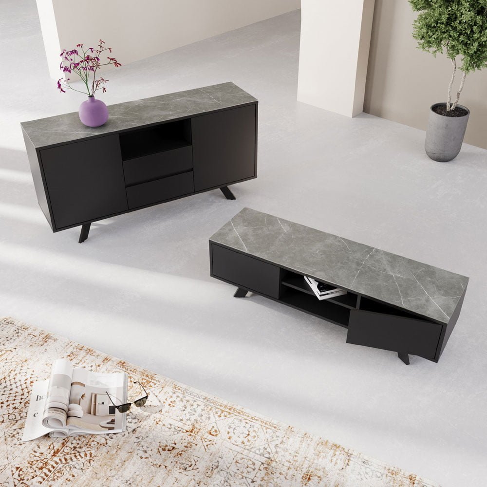 Azuma Matte Grey Ceramic Sideboard Sideboard