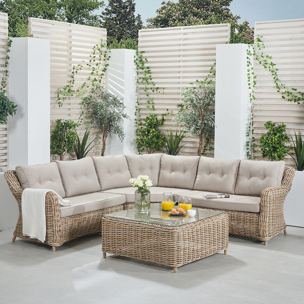 Barakaldo Natural Antique Outdoor Corner Seating Set - Pacific Lifestyle Nicholas John Interiors