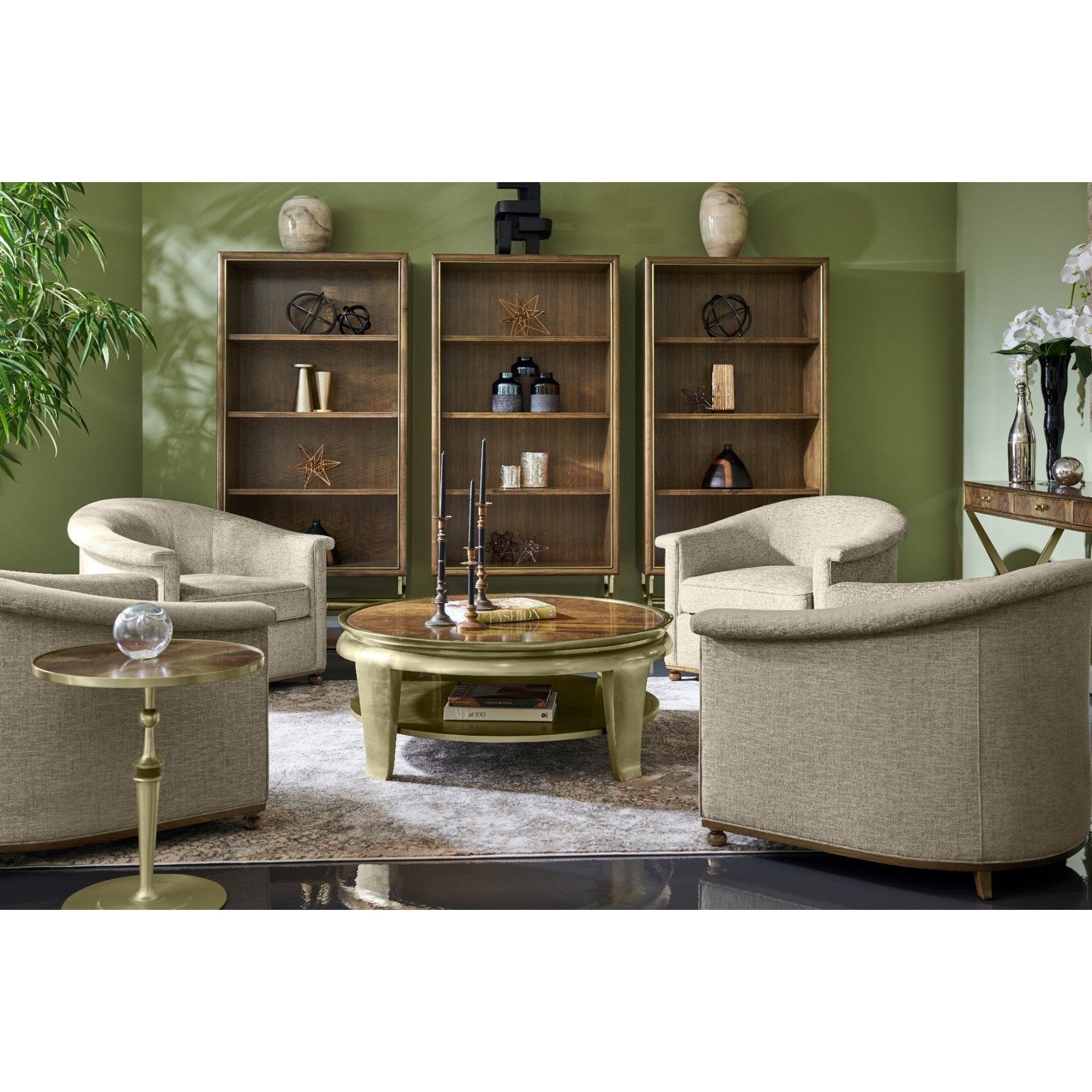 Jonathan Charles Barcelona Walnut Veneer Bookcase