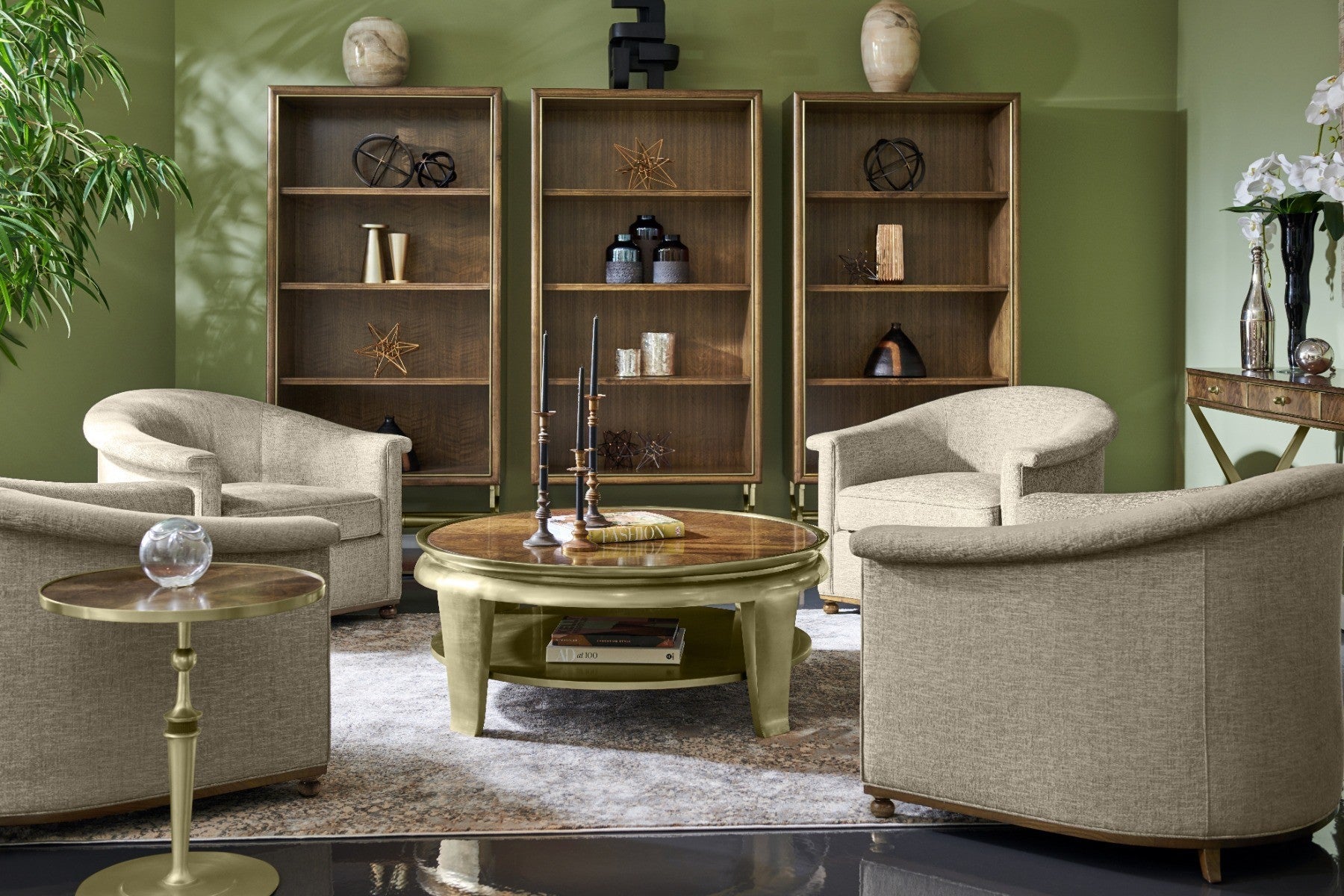 Jonathan Charles Barcelona Walnut Veneer Bookcase