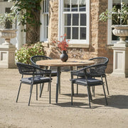 Bazel Outdoor 4 Seater Dining Set in Teak & Black - Pacific Lifestyle Outdoor Dining Sets