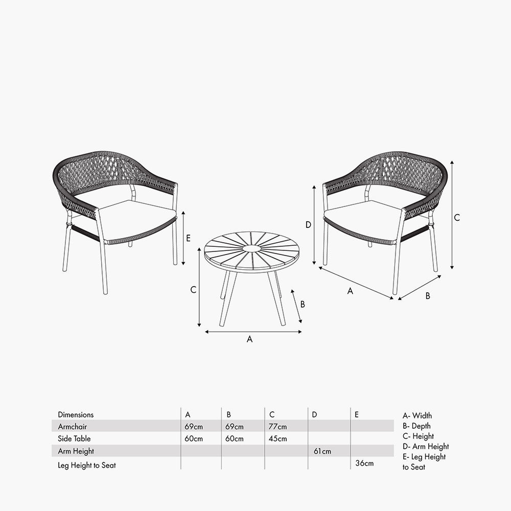 Bazel Outdoor Bistro Set in Teak & Black Outdoor Bistro Sets