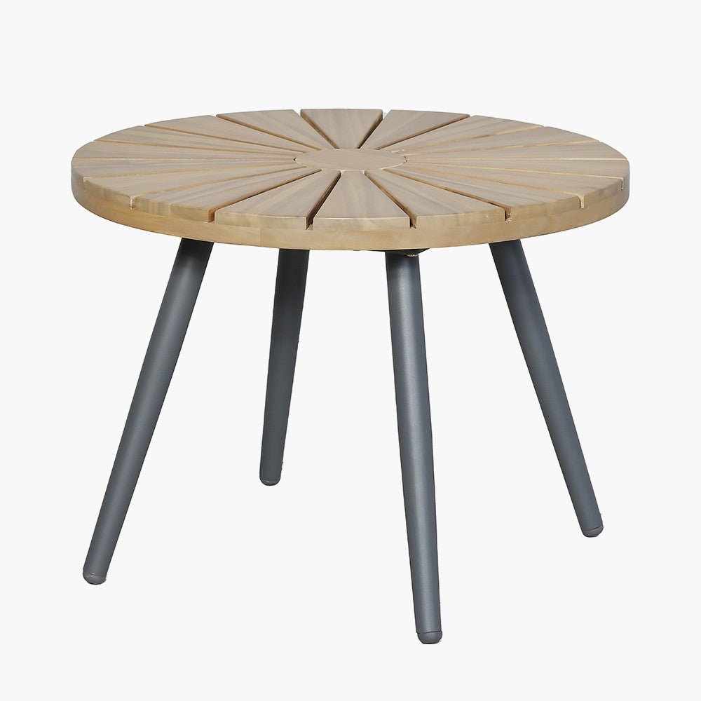 Bazel Outdoor Bistro Set in Teak & Black Outdoor Bistro Sets