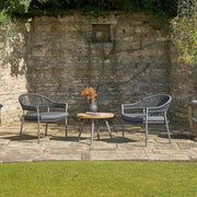 Bazel Outdoor Bistro Set in Teak & Black Outdoor Bistro Sets