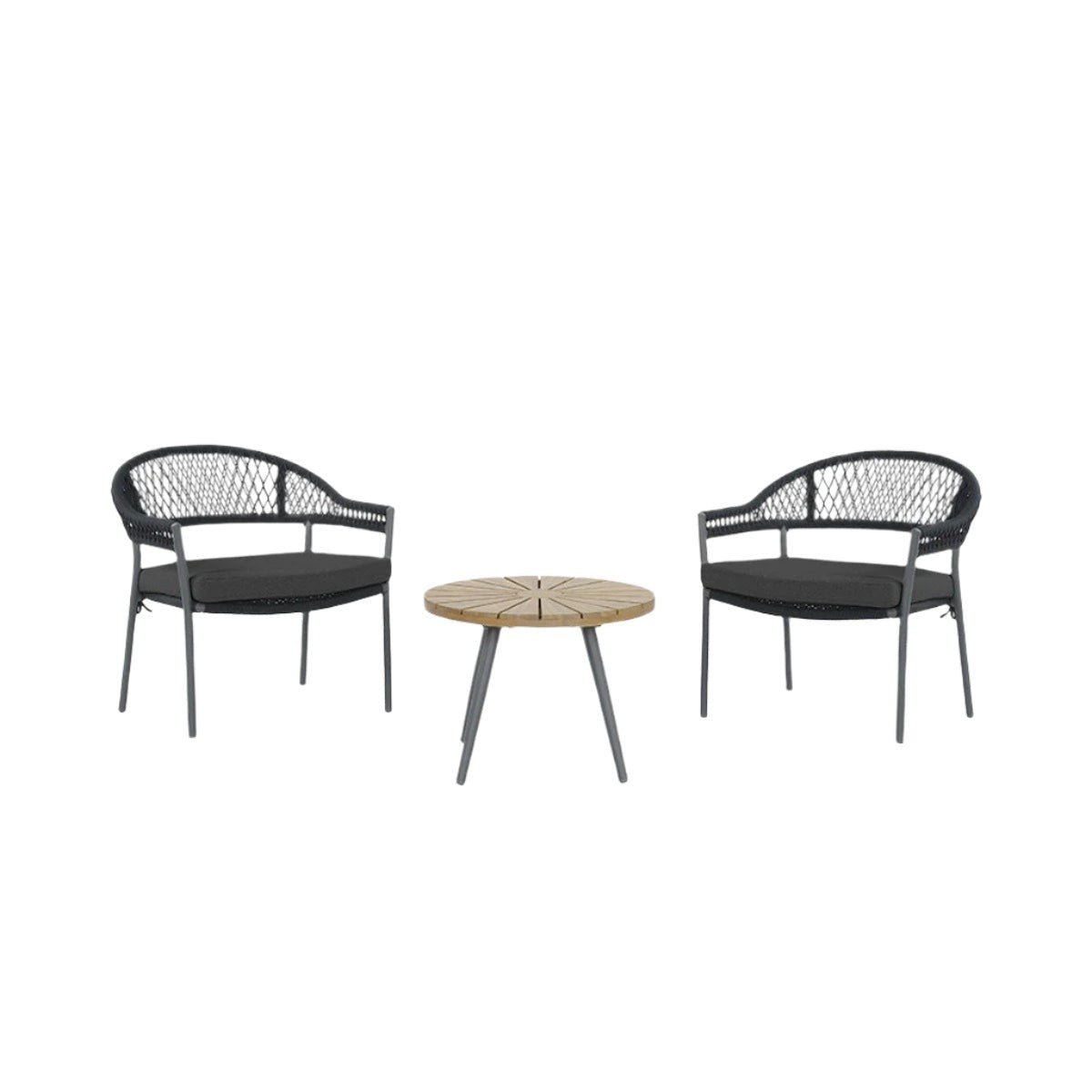 Bazel Outdoor Bistro Set in Teak & Black Outdoor Bistro Sets