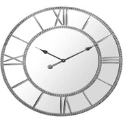 Beaded Grey Framed Mirrored Round Wall Clock
