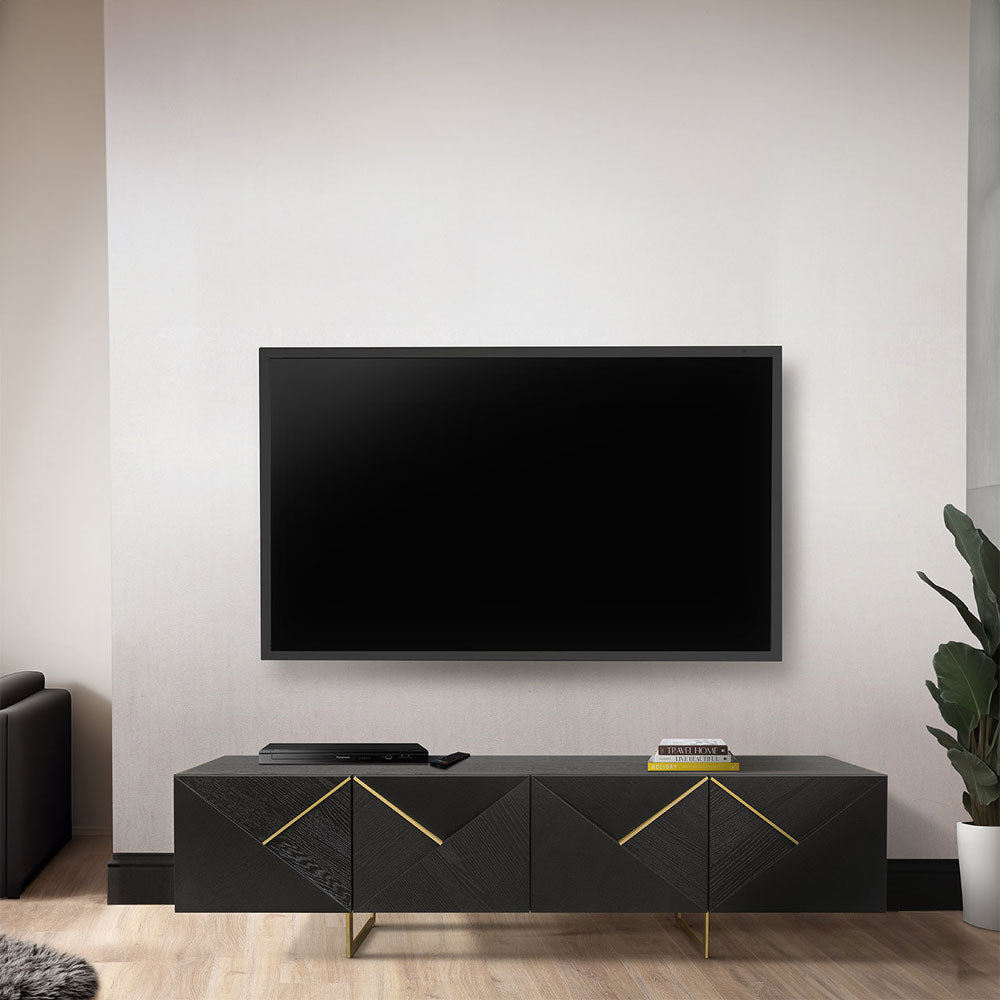Belgravia 4 Door Dark Espresso and Gold Trim Media Unit Media Unit