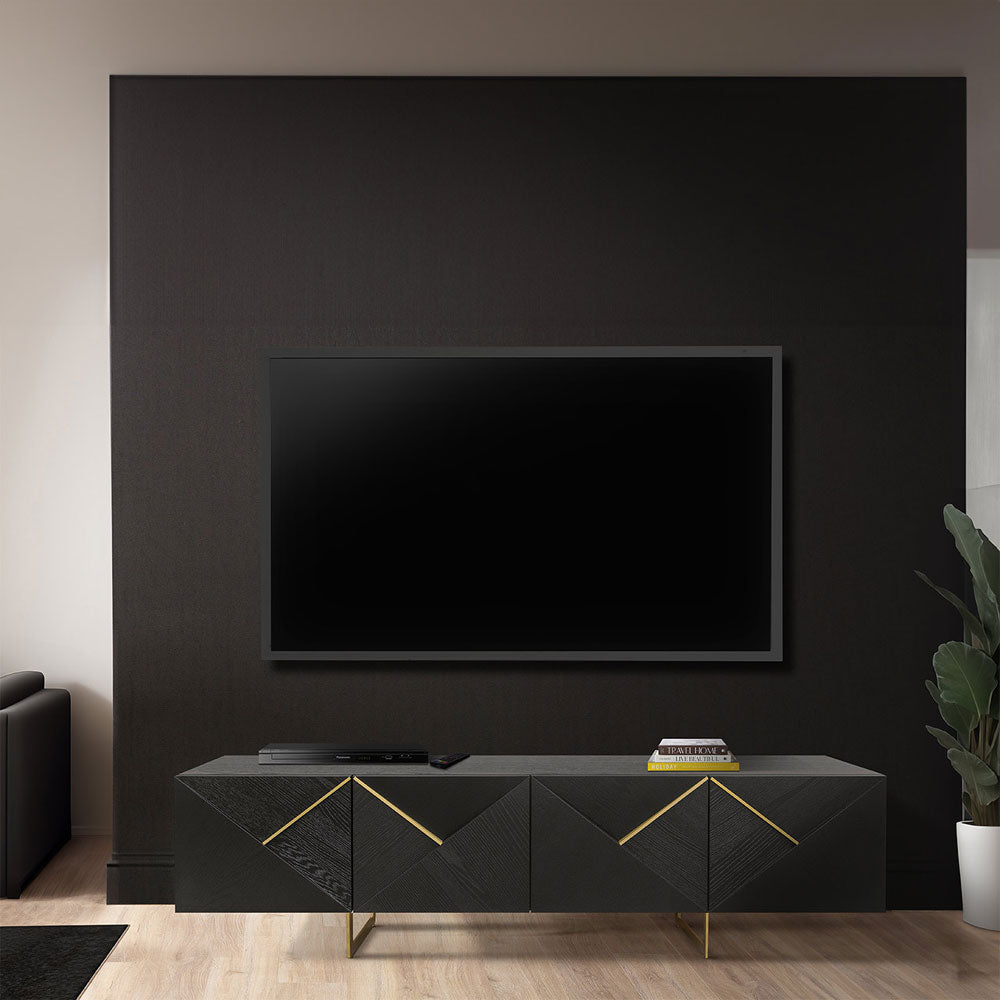 Belgravia 4 Door Dark Espresso and Gold Trim Media Unit Media Unit