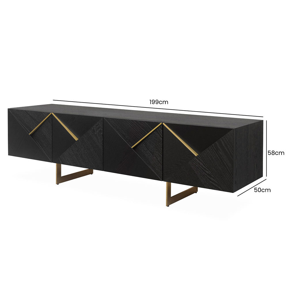 Belgravia 4 Door Dark Espresso and Gold Trim Media Unit Media Unit