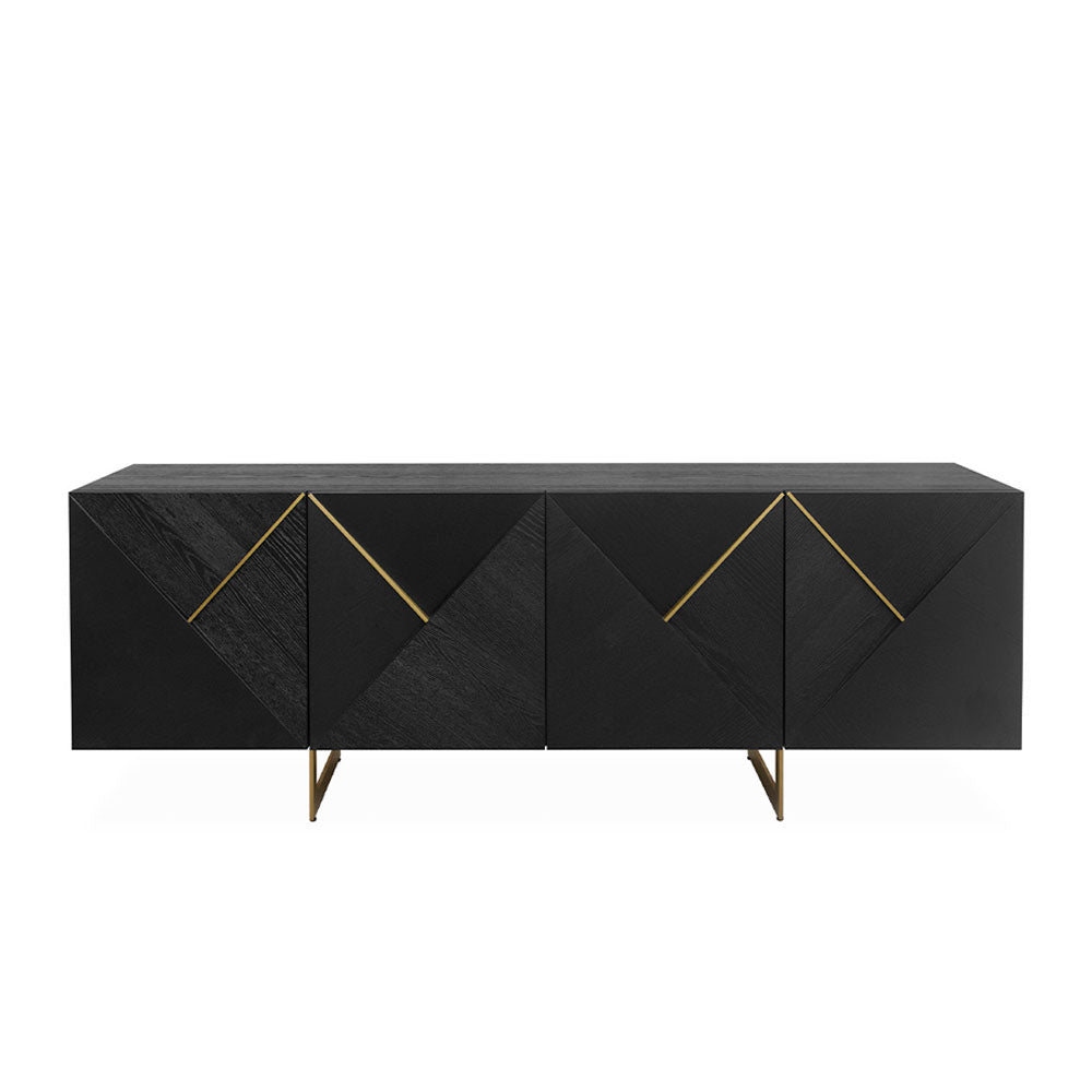 Belgravia 4 Door Dark Espresso and Gold Trim Sideboard Sideboard