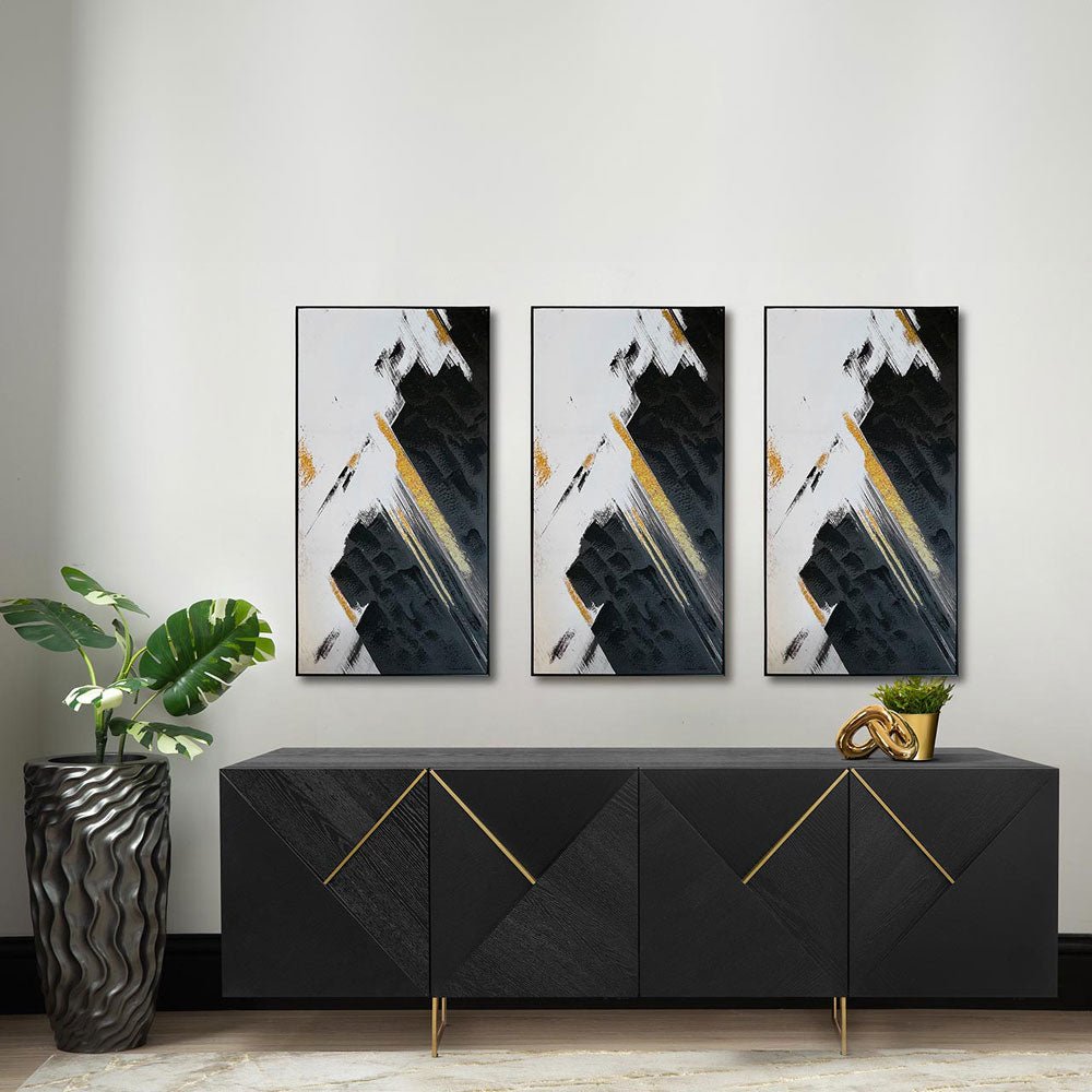 Belgravia 4 Door Dark Espresso and Gold Trim Sideboard Sideboard