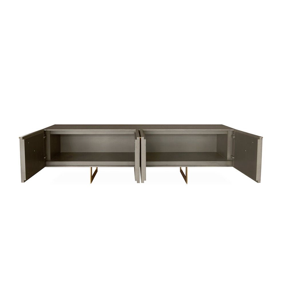 Belgravia 4 Door Grey Taupe and Gold Trim Media Unit Media Unit