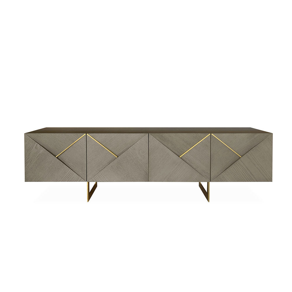 Belgravia 4 Door Grey Taupe and Gold Trim Media Unit Media Unit