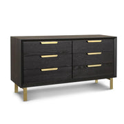 Berkeley Designs Aspen 6 - Drawer Chest of Drawers - Coffee Oak Veneer with Gold Handles Chest of Drawers