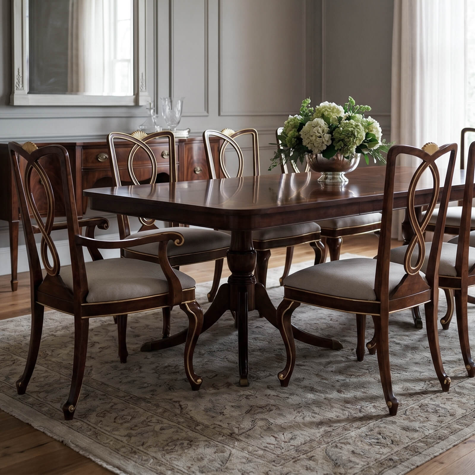 Jonathan Charles Dining Chair Biedermeier in Mahogany - Shambala