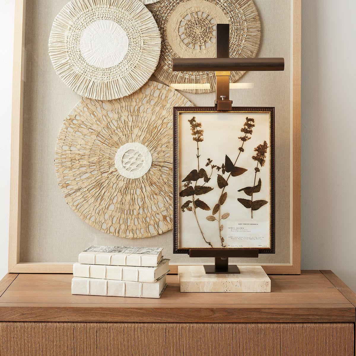 Uttermost Lean On Me Lighted Easel in Travertine/Bronze