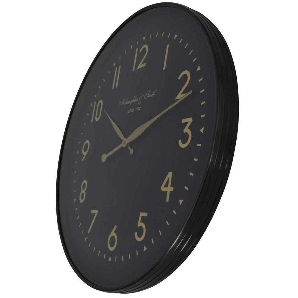 Black Wall Clock with Gold