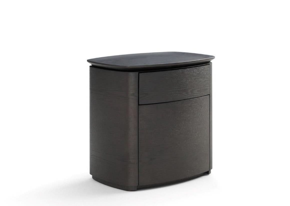 Tommy Franks Blade Bedside Table - Smoke Oak   Nicholas John Interiors