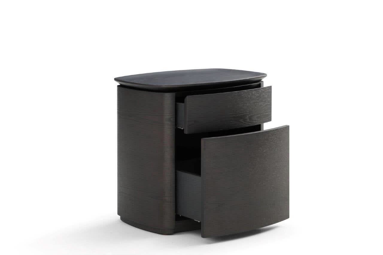 Tommy Franks Blade Bedside Table - Smoke Oak   Nicholas John Interiors