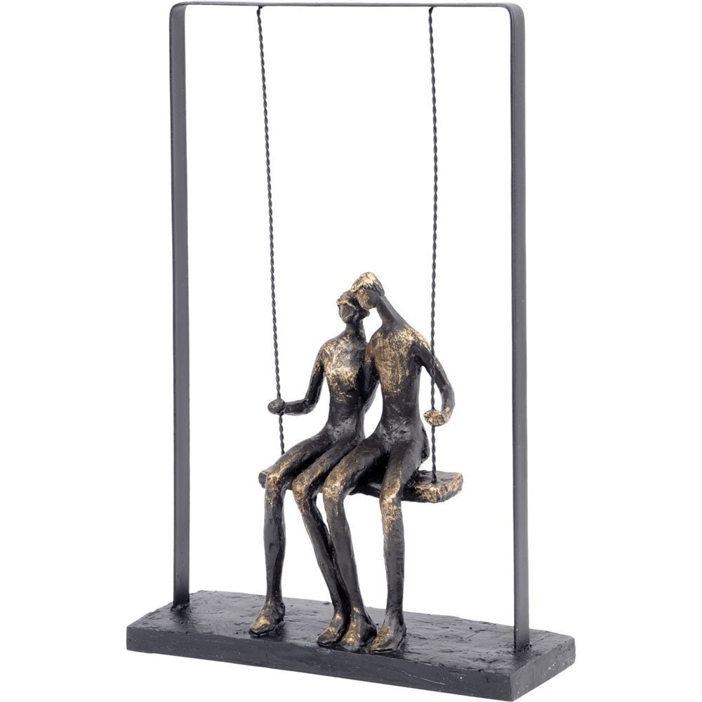Bronze Couple Sitting on Swing Sculpture