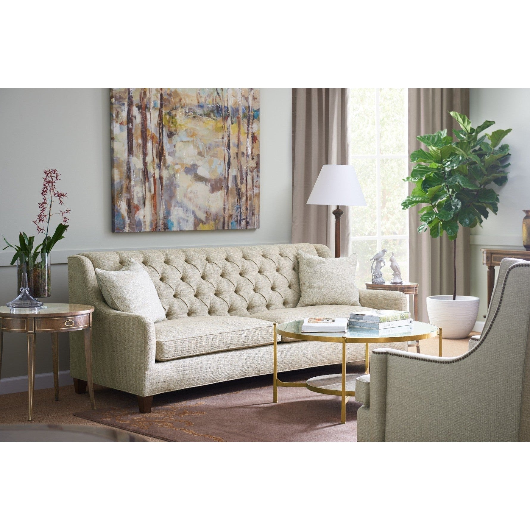 Jonathan Charles Round Bleached Walnut Side Table
