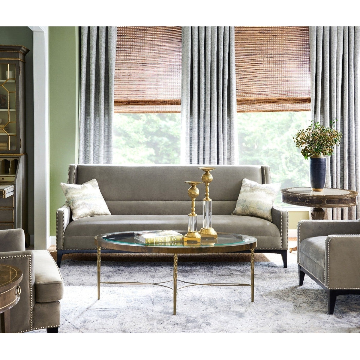 Jonathan Charles Oval Buckingham Mahogany Coffee Table
