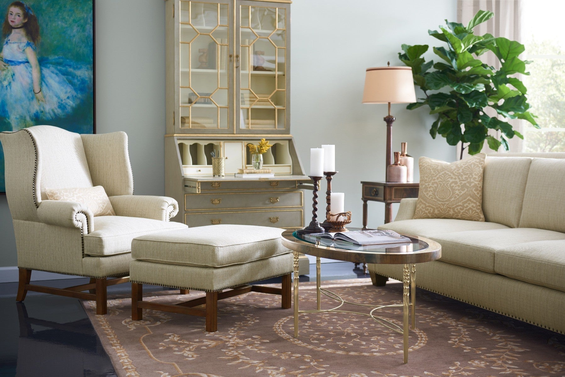 Jonathan Charles Oval Buckingham Mahogany Coffee Table